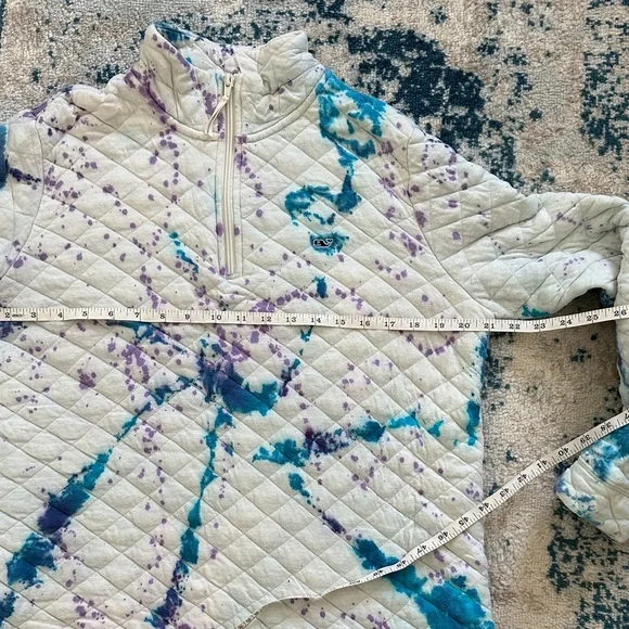 Vineyard Vines Purple and Blue Quilted Pullover tie dye half zip medium cute - Picture 5 of 7